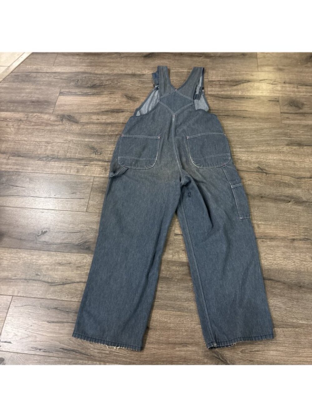 Vintage Big Mac Denim Overalls JC Penney Square Back Gray Blue Cotton Grunge - Picture 8 of 10